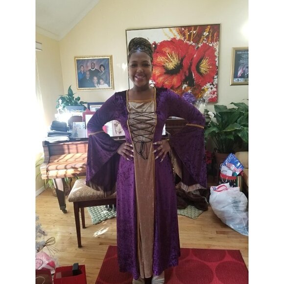 𝅺MEDIEVAL Victorian Long Dress Purple Cosplay Irish Costume Halloween Viking NWT - Picture 10 of 13